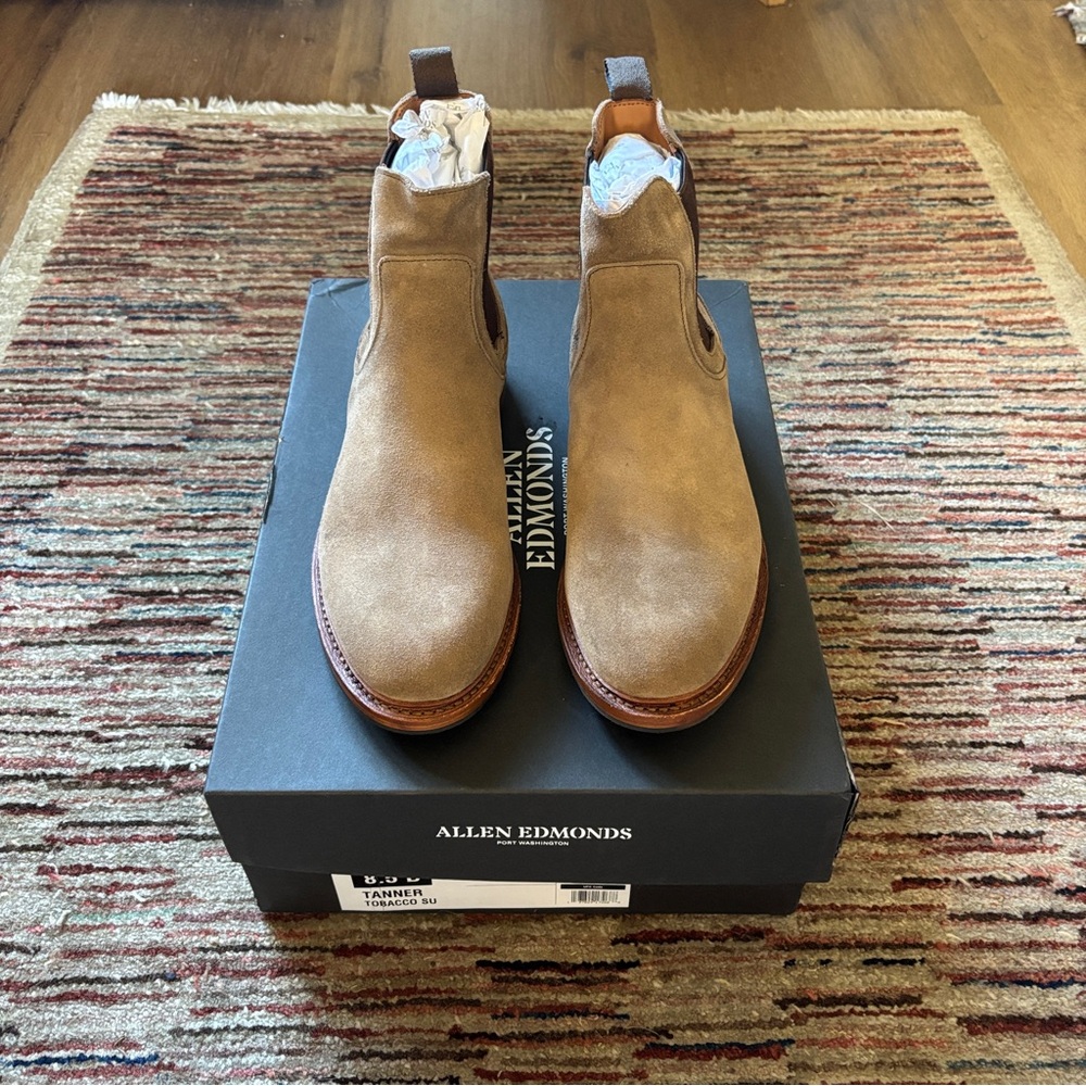 Allen Edmonds Tanner Chelsea Boots in Tobacco Suede - Picture 2 of 4